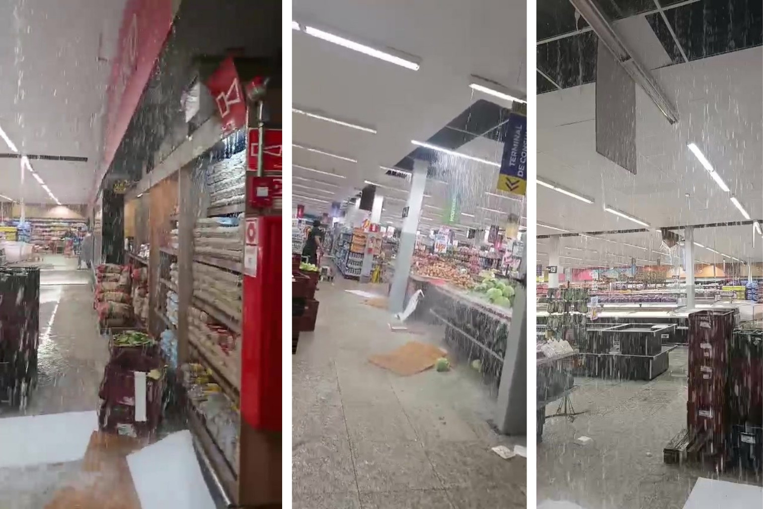 Temporal provoca danos em unidade de supermercado em Ouro Branco (MG)