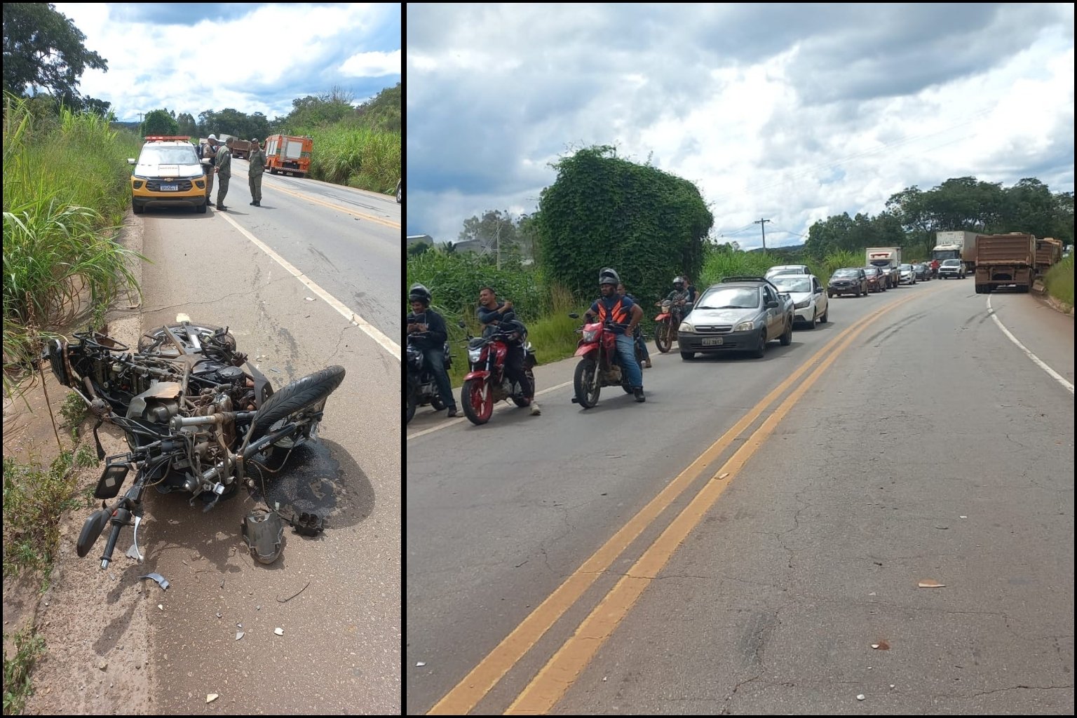 Motociclista fica gravemente ferido após colisão com carreta na BR-356 em Ouro Preto